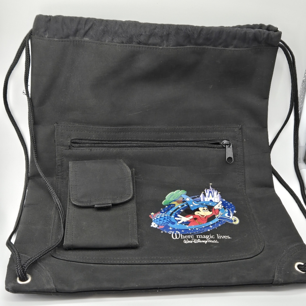 Disney Multi Pocket 15" x 13" Drawstring, Rugged Material, Lightweight, Backpack - Picture 2 of 10